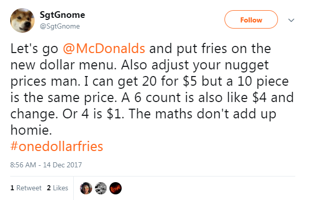 McDonald's chicken nugget pricing